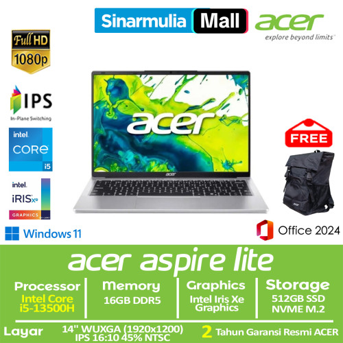 ACER Aspire Lite AL14-71P i5-13500H 512GB SSD 16GB WUXGA IPS Win11+OHS5