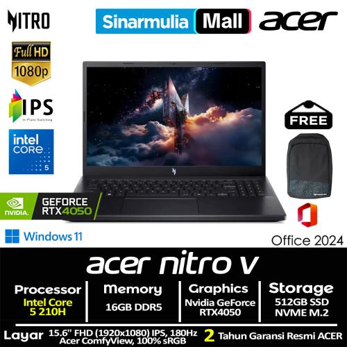 ACER Nitro V15 ANV15-52 Core 5 210H RTX4050 512GB SSD 16GB IPS 180Hz Win11+OHS1