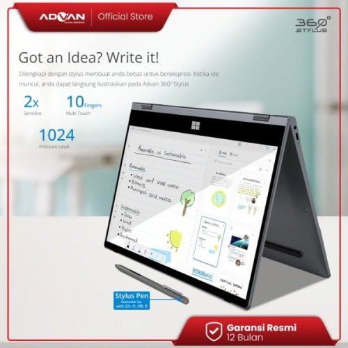 Advan 360 Stylus i5-1035G7 256GB SSD 8GB Touch Win117 Advan 360 Stylus i5-1035G7 256GB SSD 8GB Touch Win117