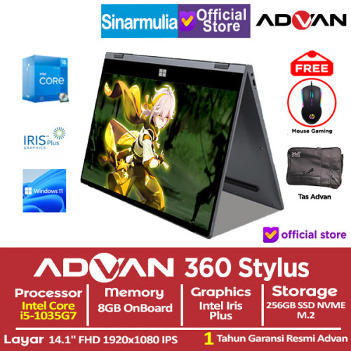 Advan 360 Stylus i5-1035G7 256GB SSD 8GB Touch Win11