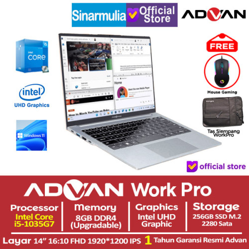 Advan Work Pro i5-1035G7 256GB SSD 8GB IPS Win11