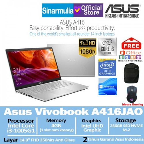 Asus A416FA i3-10110U 256GB SSD 4GB Windows11 + OHS2