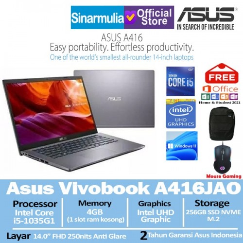 Asus A416JAO i5-1035G1 256GB SSD 4GB Windows11 + OHS