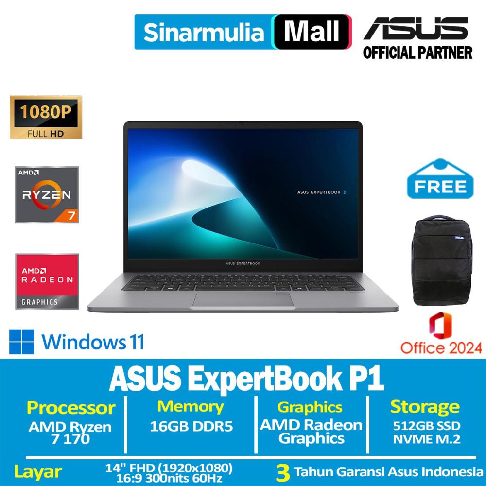 ASUS ExpertBook P1 PM1403CDA Ryzen 7 170 512GB SSD 16GB FHD Win11+OHS - foto 1