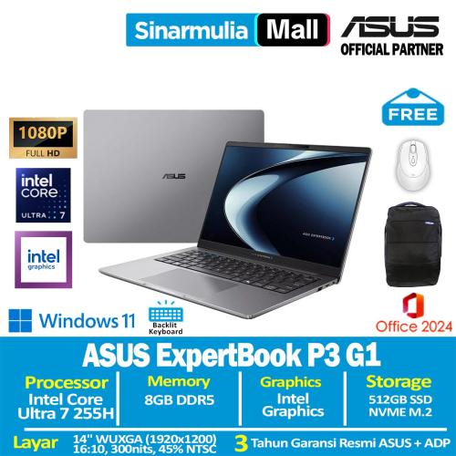 ASUS ExpertBook P3 G1 P3406CCAP Ultra 7 255H 512GB SSD 8GB FHD WUXGA Win11+OHS