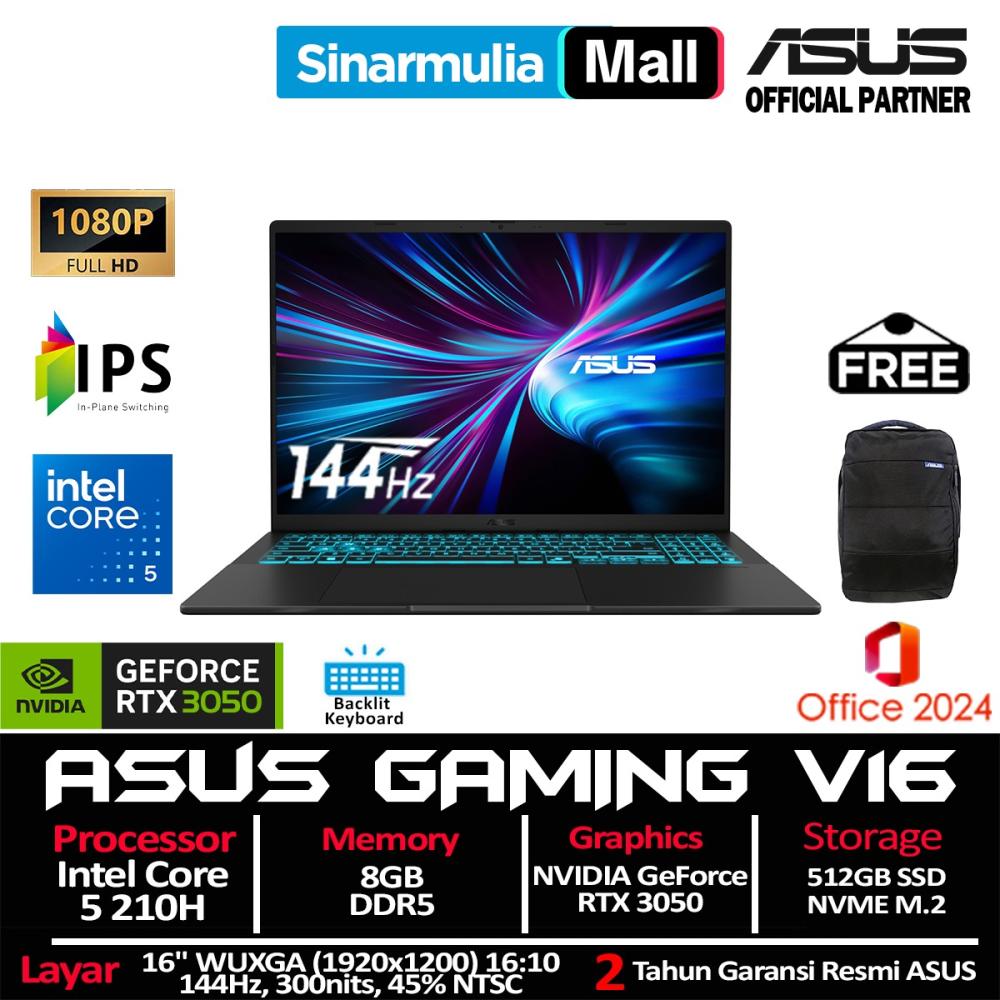 ASUS Gaming V16 V3607VJ Core 5 210H RTX3050 512GB SSD 8GB IPS WUXGA 144Hz Win11+OHS - foto 1
