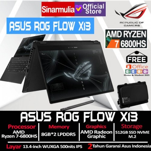 ASUS ROG FLOW X13 GV301RA Ryzen 7 6800HS 512GB SSD 16GB Windows11 + OHS