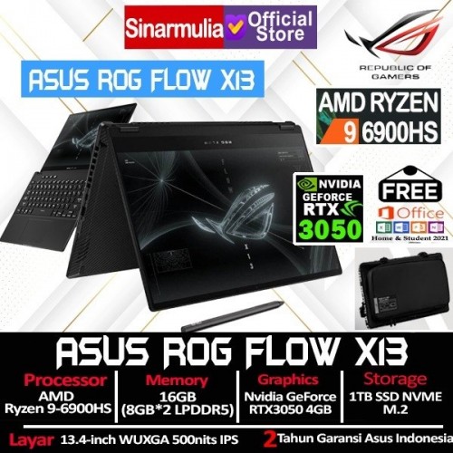 ASUS ROG FLOW X13 GV301RC Ryzen 9 6900HS RTX3050 1TB SSD 16GB Windows111