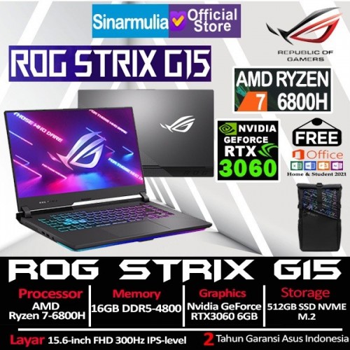 ASUS ROG G513RM RYZEN 7-6800H RTX3060 512GB SSD 16GB 300Hz WINDOWS11 + OHS1