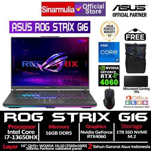 ASUS ROG Strix G16 G614JV i7-13650HX RTX4060 1TB SSD 16GB QHD+ Win11
