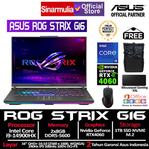 ASUS ROG Strix G16 G614JVR i9-14900HX RTX4060 1TB SSD 16GB 240Hz WQXGA1