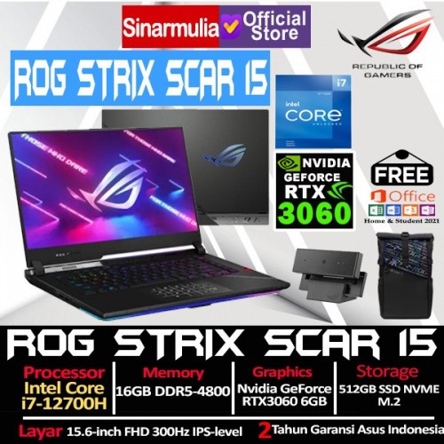 Asus ROG Strix Scar 15 G533ZM i7-12700H RTX3060 512GB SSD 16GB 300Hz