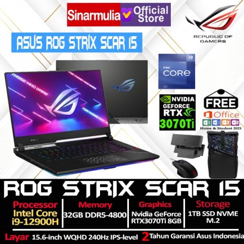 ASUS ROG STRIX SCAR G533ZW i9-12900H Rtx3070Ti 1TB SSD 32GB 240Hz Windows11 + OHS