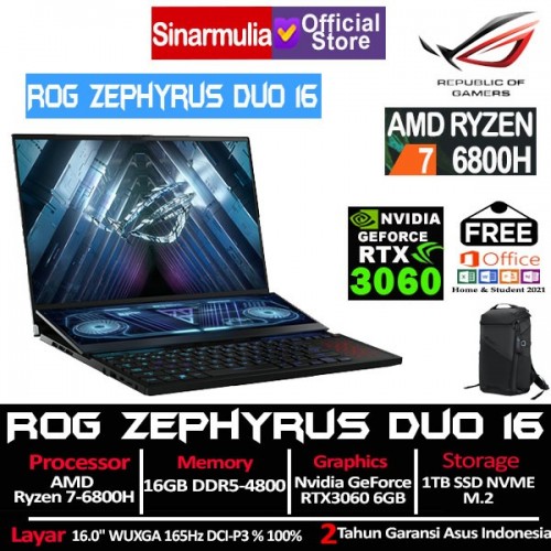ASUS ROG Zephyrus Duo 16 GX650RM Ryzen 7-6800H RTX3060 1TB SSD 16GB Windows11 + OHS