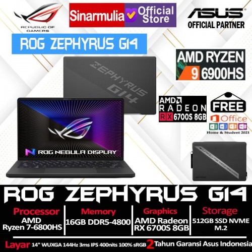 Asus ROG Zephyrus G14 GA402RJ RYZEN 9 6900HS RX6700S 512GB SSD 16GB Windows 11 + OHS1