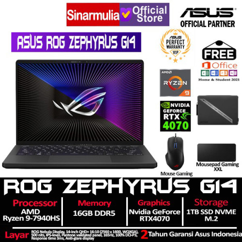 ASUS ROG Zephyrus G14 GA402XI Ryzen 9 7940HS RTX4070 1TB SSD 16GB IPS1