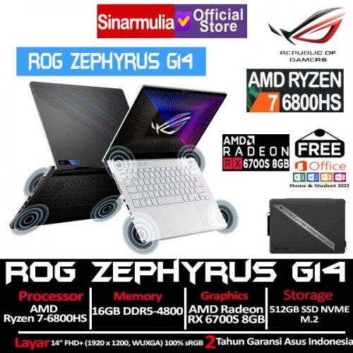 Asus ROG Zephyrus G14 Ryzen 7 6800HS RX6700S 512GB SSD 16GB Windows11 + OHS
