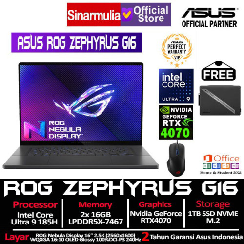 ASUS ROG Zephyrus G16 GU605MI Intel Ultra 9 185H RTX4070 1TB SSD 32GB ASUS ROG Zephyrus G16 GU605MI Intel Ultra 9 185H RTX4070 1TB SSD 32GB