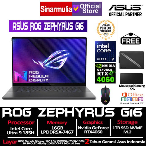 ASUS ROG Zephyrus G16 GU605MV Intel Ultra 9 185H RTX4060 1TB SSD 16GB 240HZ1