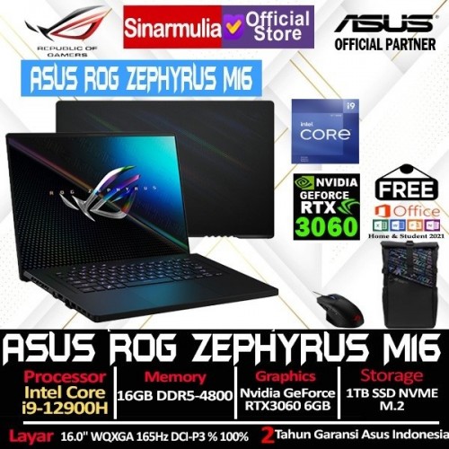 Asus ROG Zephyrus M16 GU603ZM i9-12900H RTX3060 1TB SSD 16GB Windows11 + OHS