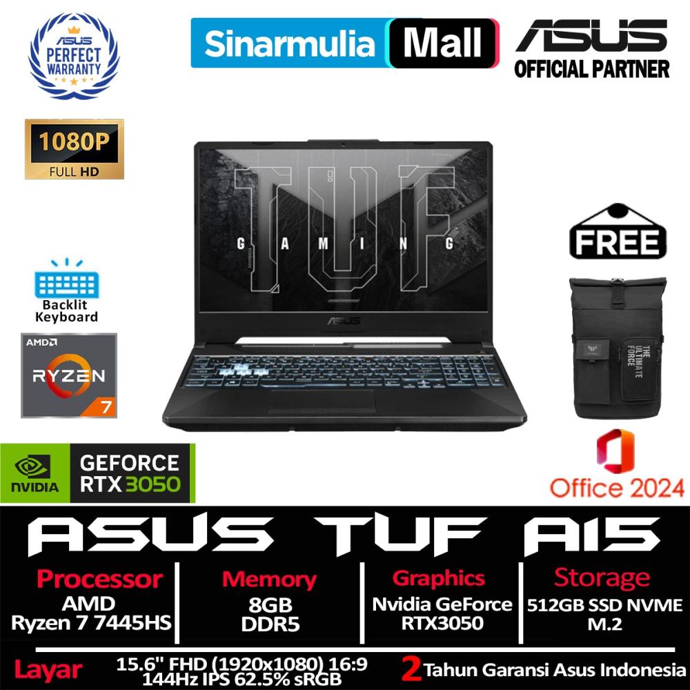 ASUS TUF Gaming A15 FA506NCG Ryzen 7 7445HS RTX3050 512GB SSD 8GB/16GB 144Hz Win11+OHS - foto 1