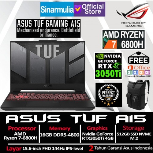 ASUS TUF GAMING A15 FA507RE RYZEN 7-6800H 16GB 512GB RTX3050Ti Windows11 + OHS