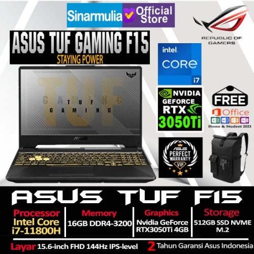 ASUS TUF GAMING F15 FX506HE i7-11800H 16GB 512GB RTX3050Ti Windows11 + OHS