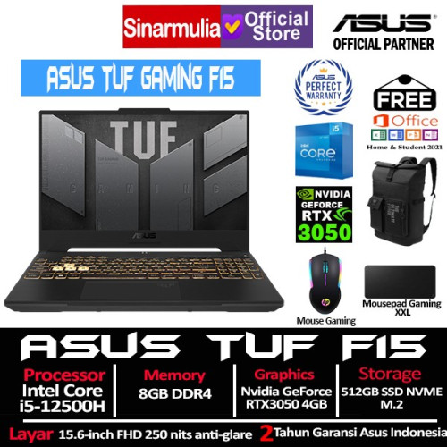 ASUS TUF Gaming F15 FX507ZC4 i5-12500H RTX3050 512GB SSD 8GB Win11+OHS1