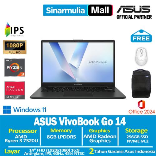 ASUS Vivobook 14 E1404FA Ryzen 3 7320U 256GB SSD 8GB FHD IPS Win11+OHS