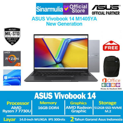 ASUS Vivobook 14 M1405YA Ryzen 7 7730U 512GB SSD 16GB IPS Win11+OHS ASUS Vivobook 14 M1405YA Ryzen 7 7730U 512GB SSD 16GB IPS Win11+OHS