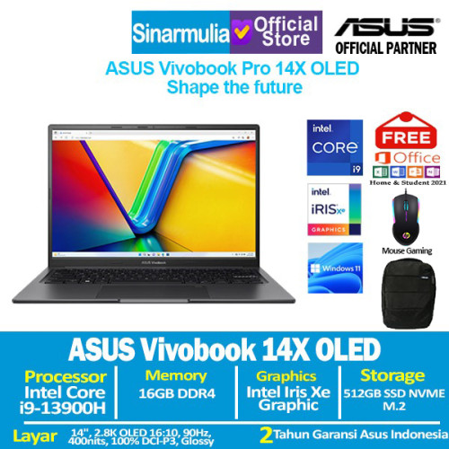 ASUS Vivobook 14X OLED K3405VA i9-13900H 512GB SSD 16GB 2.8K OLED Win11 ASUS Vivobook 14X OLED K3405VA i9-13900H 512GB SSD 16GB 2.8K OLED Win11