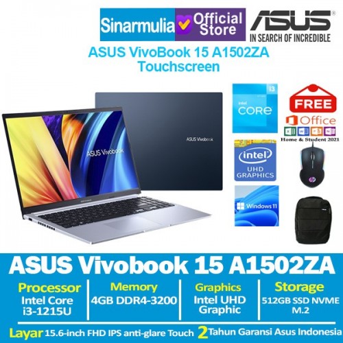 Asus VivoBook 15 A1502ZA i3-1215U 512GB SSD 4GB Touch Windows11 + OHS1