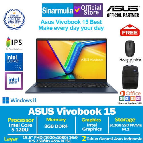 ASUS Vivobook 15 A1504VAP Intel 5 120U 512GB SSD 8GB IPS Win11+OHS ASUS Vivobook 15 A1504VAP Intel 5 120U 512GB SSD 8GB IPS Win11+OHS