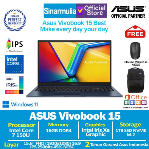 ASUS Vivobook 15 A1504VAP Intel 7 150U 1TB SSD 16GB IPS Win11+OHS ASUS Vivobook 15 A1504VAP Intel 7 150U 1TB SSD 16GB IPS Win11+OHS