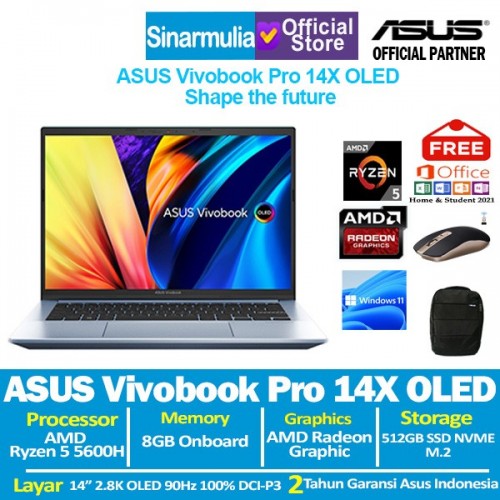 ASUS Vivobook Pro 14X OLED M3400QA Ryzen 5-5600H 512GGB 8GB 2.8K Windows11 + OHS