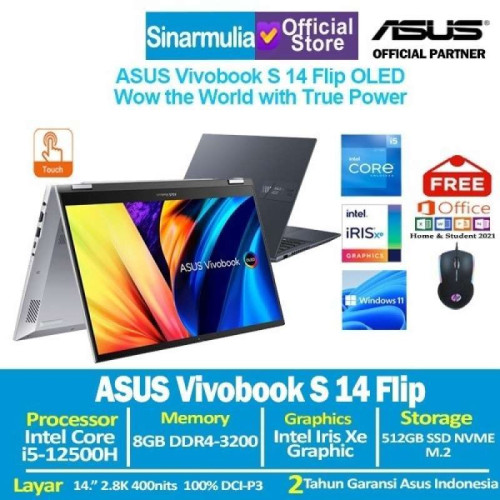 ASUS Vivobook S 14 Flip OLED TP3402ZA i5-12500H 512GB 2.8K TOUCH Win11