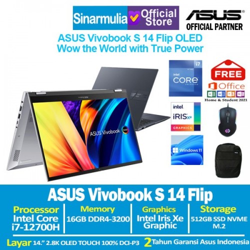 ASUS Vivobook S 14 Flip OLED TP3402ZA i7-12700H 512GB SSD 16GB Touch Windows11 + OHS