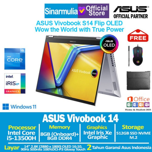 ASUS Vivobook S14 Flip OLED TP3402VA i5-13500H 512GB SSD 16GB Touch