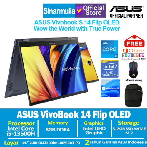 Asus Vivobook S14 Flip OLED TP3402VA i5-13500H 512GB SSD 8GB Win11+OHS