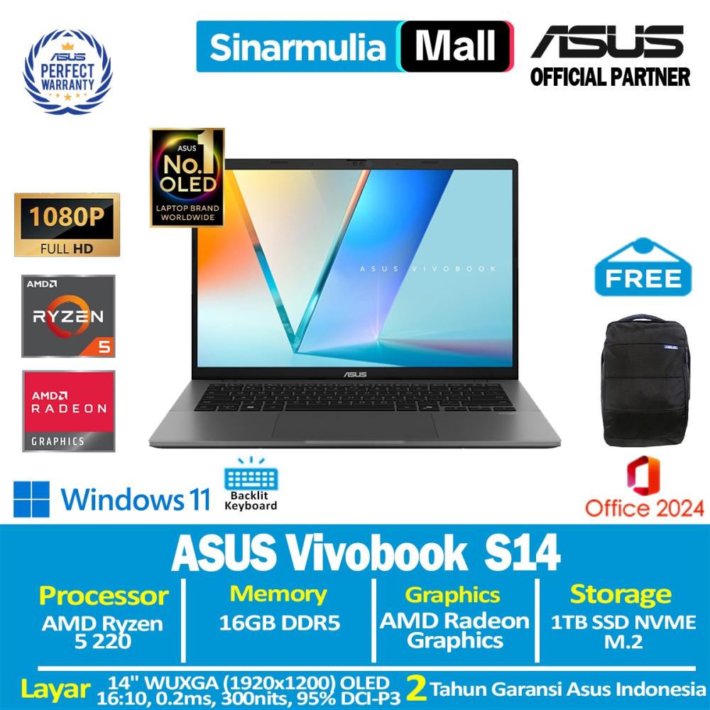 ASUS Vivobook S14 M3407HA Ryzen 5 220 1TB SSD 16GB WUXGA OLED Win11+OHS - foto 1
