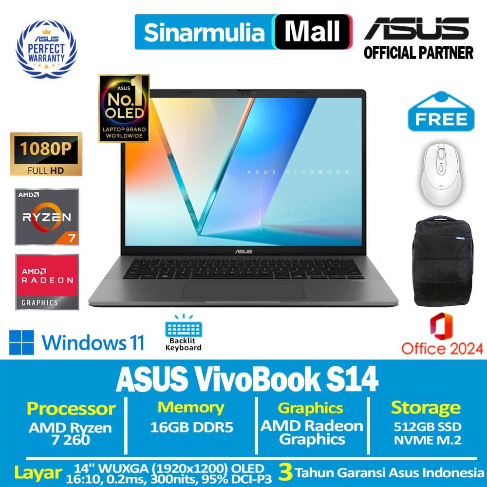 ASUS Vivobook S14 M3407HA Ryzen 7 260 512GB SSD 16GB WUXGA OLED Win11+OHS - foto 2