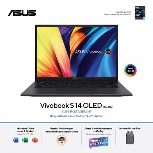 ASUS Vivobook S14 OLED K3402ZA i5-12500H 512GB SSD 12gb 2.8K Iris XE Windows11 + OHS2