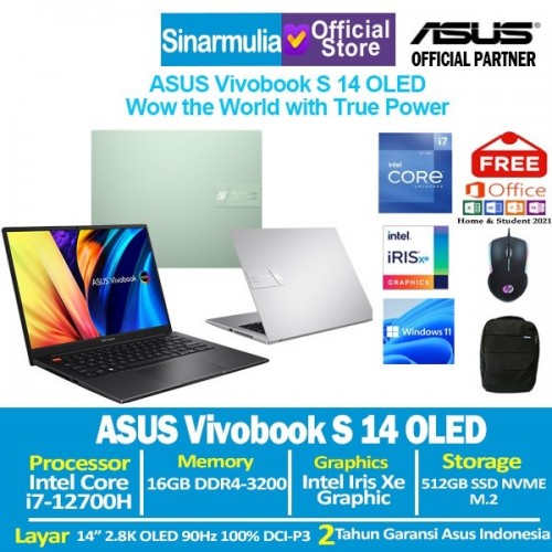 Asus Vivobook S14 OLED K3402ZA i7-12700H 512GB SSD 16gb 2.8K Iris XE Windows11 + OHS