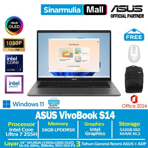 ASUS Vivobook S14 S3407CA Ultra 7 255H 512GB SSD 16GB WUXGA OLED Win11+OHS