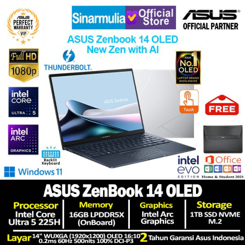 ASUS Zenbook 14 OLED UX3405CA Ultra 5 225H 1TB SSD 16GB WUXGA Touch Win11+OHS ASUS Zenbook 14 OLED UX3405CA Ultra 5 225H 1TB SSD 16GB WUXGA Touch Win11+OHS