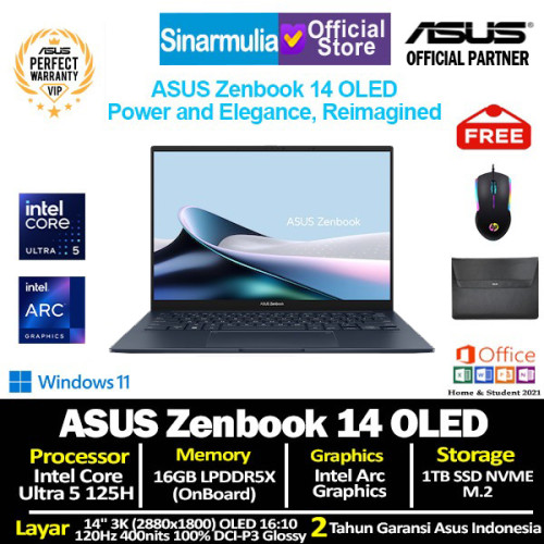 ASUS Zenbook 14 OLED UX3405MA Intel Ultra 5 125H 1TB SSD 16GB 3K 120Hz