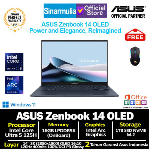 ASUS Zenbook 14 OLED UX3405MA Intel Ultra 5 125H 1TB SSD 16GB 3K 120Hz11