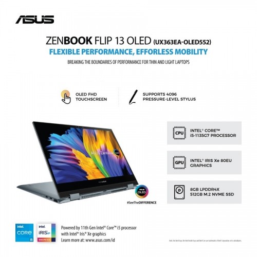 ASUS ZenBook Flip 13 i5-1135G7 512GB SSD 8GB Iris Xe OLED Windows11 + OHS2