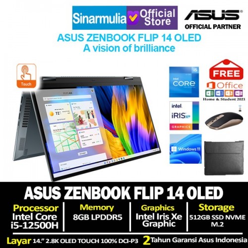 ASUS ZENBOOK FLIP 14 UP5401ZA i5-12500H 8GB 512SSD IRIS XE TOUCH Windows11 + OHS1