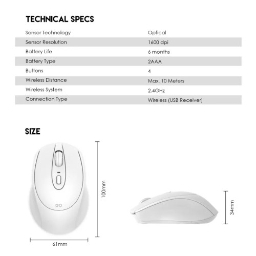 FANTECH GO Wireless Mouse W191 Silent Click 2.4Ghz 1600DPI7